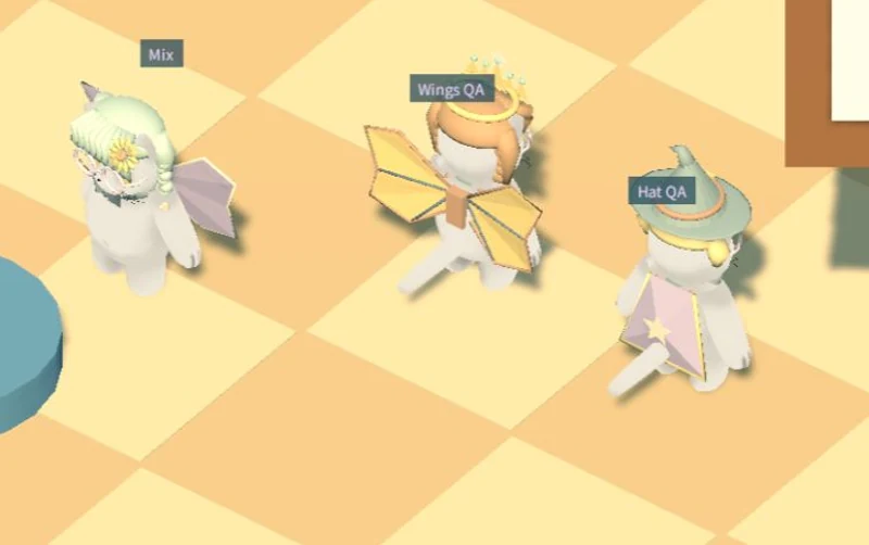 Three customized cats with a sunflower hairpin, butterfly wings, a crown and a witch hat